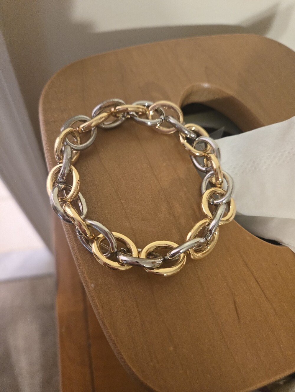Boutique Two-Tone Gold & Silver Stretch Link Bracelet